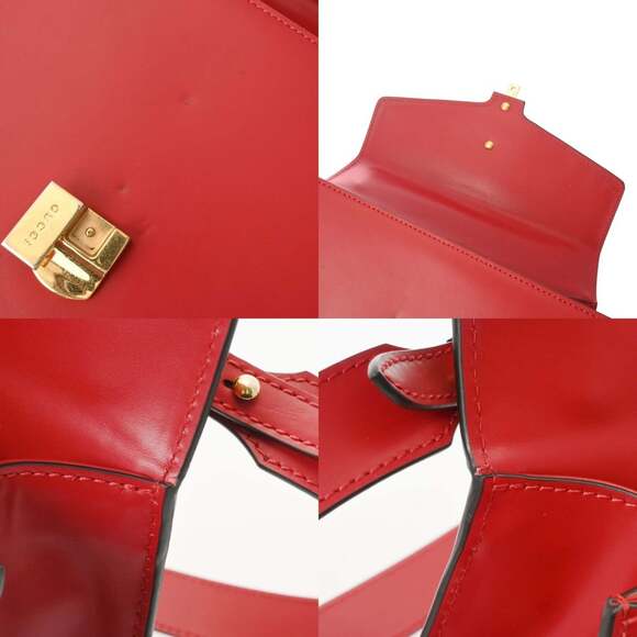 GUCCI Sylvie Red 421882 Women's Leather Canvas Shoulder Bag, AB Rank, Used, G... - Picture 9 of 11